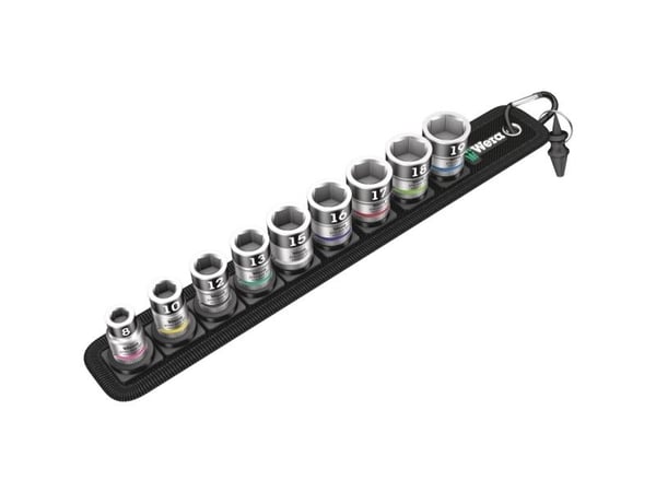 Wera Belt B 1, Yläavainsarja, 3/8", metrinen, 9 päätä(iä), 8,10,12,13,15,16,17,18,19 mm