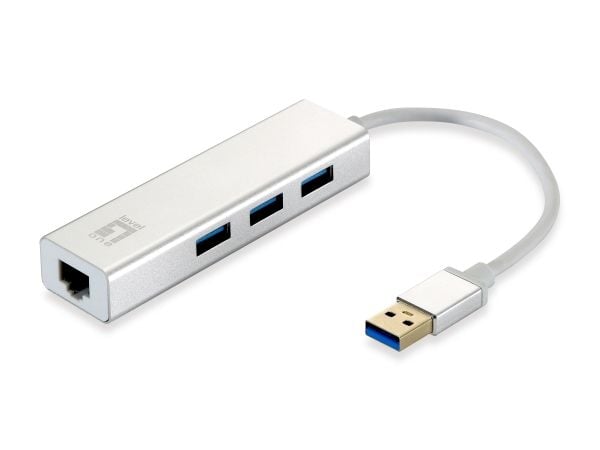 LevelOne USB-0503 - Hubb - 3 x SuperSpeed USB 3.0 + 1 x 10/100/1000 - skrivbordsmodell