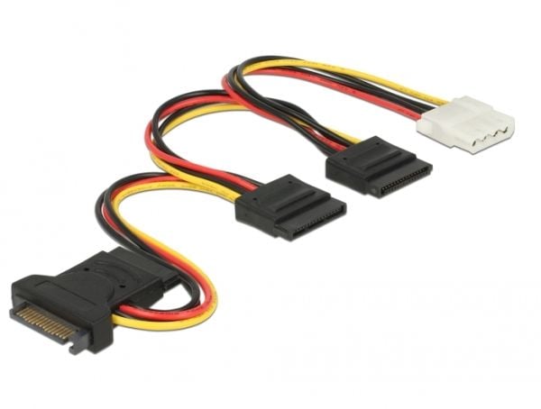 Delock - Strømadapter - SATA-strøm til 4-pin intern strøm, SATA-strøm - 20 cm - svart