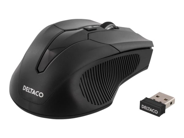 DELTACO MS-776 - Mus - optisk - 5 knapper - trådløs - USB trådløs mottaker - svart