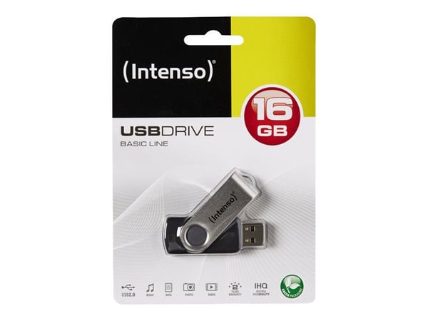 Intenso USB Flash 16GB Basic Line, 16 GB, USB A-tyyppi, 2.0, Harmaa