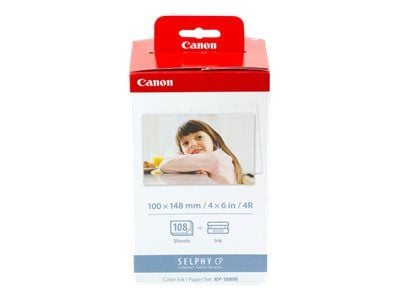 Canon KP-108IN - Farge (cyan, magenta, gul) - original - skrivebåndskassett og papirsett - for Canon SELPHY CP1000, CP1200, CP1300, CP530, CP780, C...