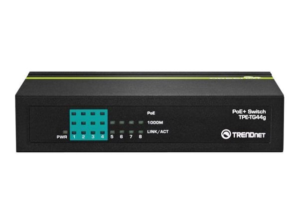 Trendnet TPE-TG44G, Hallitsematon, Täysin kaksipuolinen, Power over Ethernet -tuki