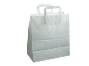 Bærepose 26 ltr 320x170x400 mm 80 gr med Hank Papir Hvid,200 stk/krt