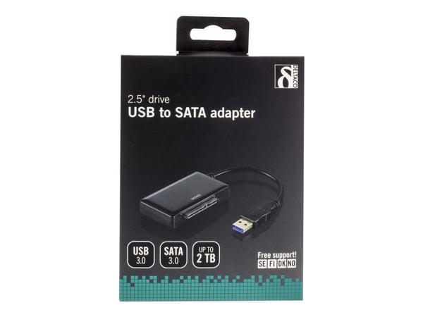 DELTACO USB3-SATA6G2 - Lagringskontroller - 2,5" - SATA 6Gb/s - USB 3.0 - svart