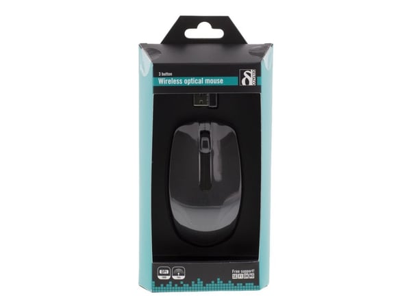 DELTACO MS-798 - Mus - optisk - 3 knapper - trådløs - USB trådløs mottaker - svart