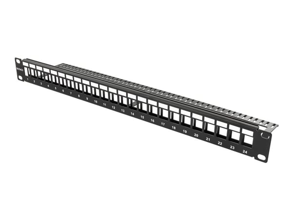 DELTACO PAN-113 - Koblingspanel - rackmonterbar - svart - 1U - 19" - 24 porter