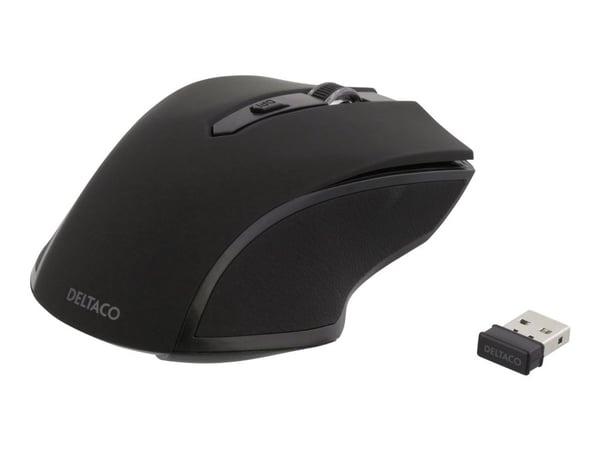 DELTACO MS-763 - Mus - optisk - 5 knapper - trådløs - USB trådløs mottaker - svart
