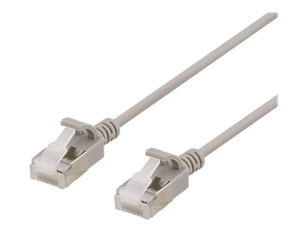 DELTACO - Patch-kaapeli - RJ-45 (uros) - RJ-45 (uros) - 1 m - U/FTP - CAT 6a - halogeeniton, muotoiltu, solmuton - harmaa