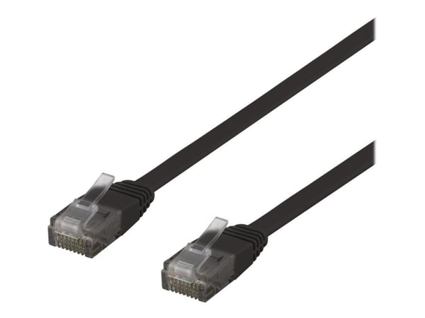 DELTACO - Koblingskabel - RJ-45 (hann) til RJ-45 (hann) - 30 cm - UTP - CAT 6 - flat - svart
