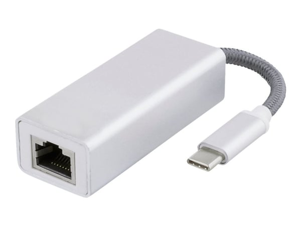 DELTACO USBC-1080 - Verkkosovitin - USB-C 3.1 - Gigabit Ethernet - hopea