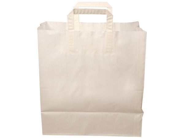 Bærepose 26 ltr 320x170x400 mm 80 gr med Hank Papir Hvid,200 stk/krt