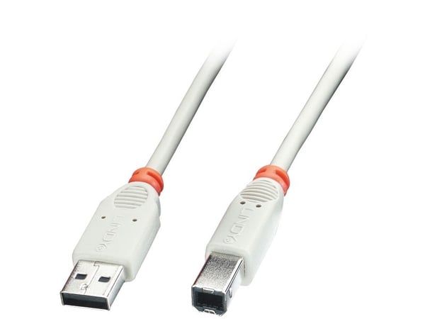 Lindy 41923, 2 m, USB A, USB B, USB 2.0, 0,48 Gbit/s, Hvit