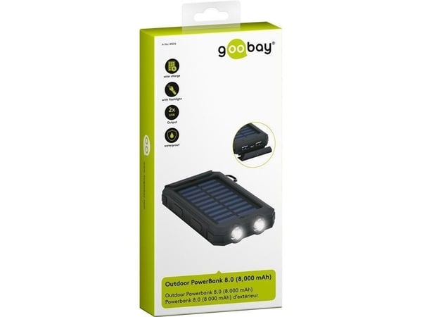 Goobay 49216, Sort, Blå, Universel, ABS, LED, IP45, 8000 mAh