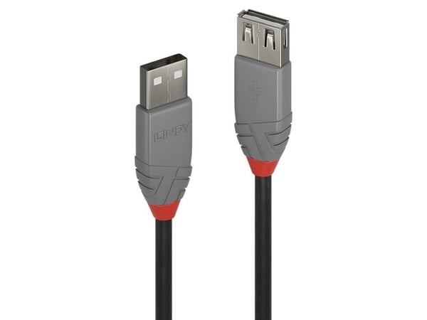Lindy 36701, 0,5 m, USB A, USB A, USB 2.0, 480 Mbit/s, Sort, Grå