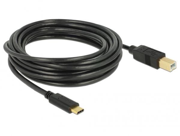 Delock - USB-kabel - USB-C (hann) til USB-type B (hann) - USB 2.0 - 3 A - 4 m - svart