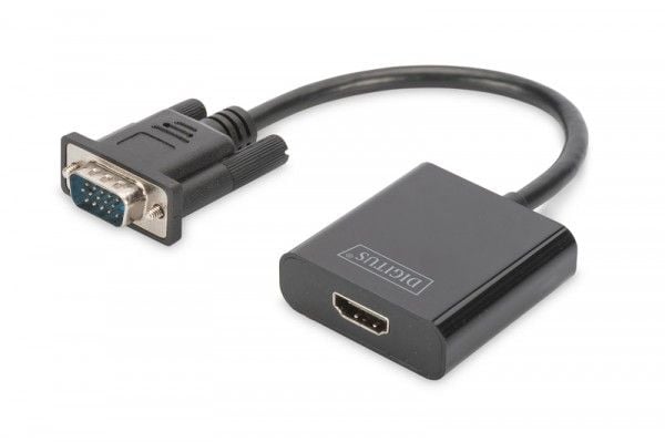 DIGITUS DA-70473 - Video adapter - HD-15 (VGA) hann til HDMI hunn - 15 cm - svart - 1080p-støtte