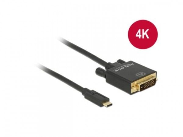 DeLOCK 2m, USB-C/DVI 24+1, 3840 x 2160 pikseliä