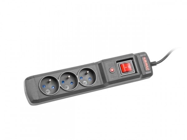 Armac Multi M3 - pistorasia - AC 230 V - 2300 Watt - tulo: tyyppi E - lähtöliittimet: 3 (3 x tyyppi E) - 2,5 m johto - musta