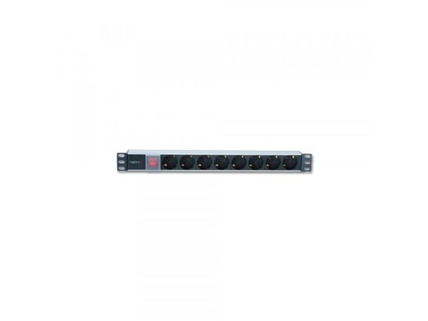 Techly I-CASE STRIP-81UD, Grunnleggende, 1U, Enkelfaset, Horisontal, Aluminium, Sort, Rød