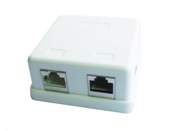 Cablexpert NCAC-HS-SMB2 - Pinta-asennettava rasia verkottumiseen - CAT 5e - RJ-45 X 2 - valkoinen - valkoinen