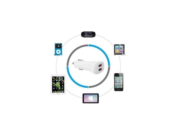 Techly IUSB2-CAR2-4A2P, Automatisk, 5 V, Vit