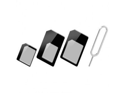 Techly I-SIM-3, SIM-korttiadapteri, Micro-SIM, Nano-SIM, Täysikokoinen SIM, Micro-SIM, 3 kpl, musta, 9 g