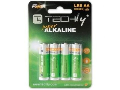 Techly LR06 AA 1.5V, Engangsbatteri, AA, Alkalinsk, 1,5 V, 4 stykker, Flerfarget