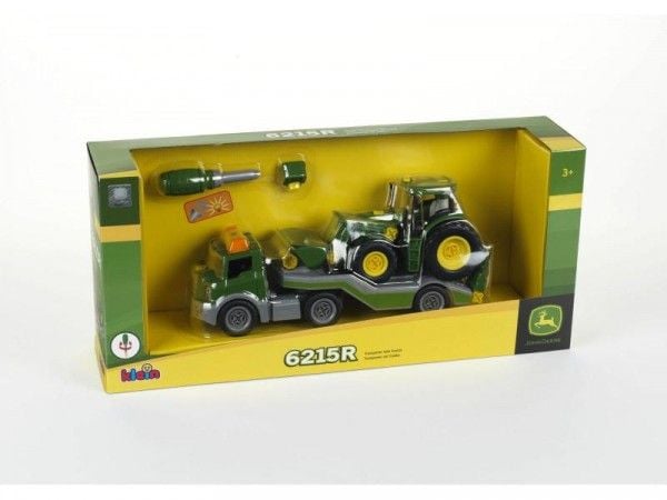 KLEIN John Deere vändande traktor på släp 3908