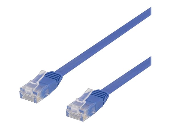 DELTACO - Koblingskabel - RJ-45 (hann) til RJ-45 (hann) - 30 cm - UTP - CAT 6 - flat - blå