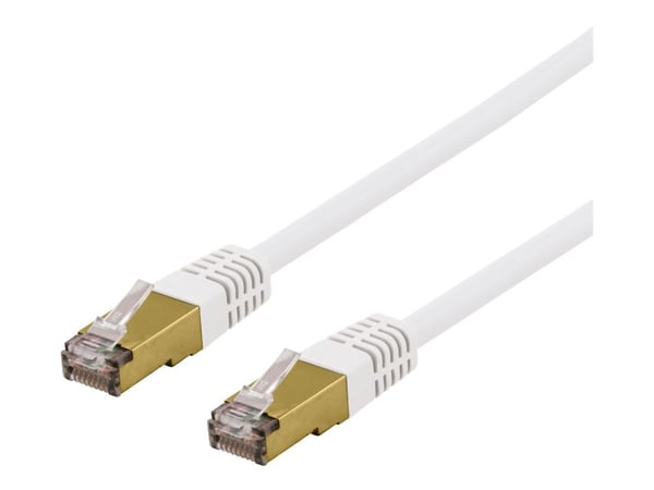 DELTACO SFTP-67VAH - Koblingskabel - RJ-45 (hann) til RJ-45 (hann) - SFTP - CAT 6a - halogenfri, formstøpt - hvit