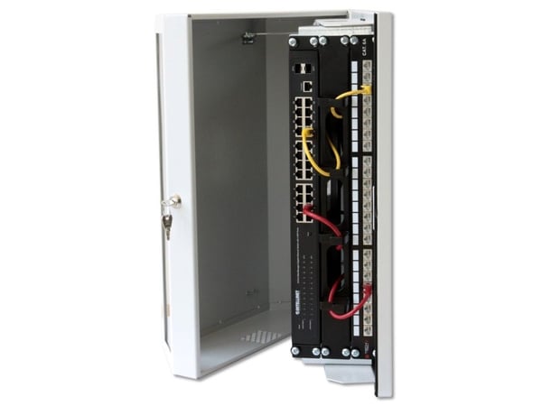 Techly I-CASE FL-09-BGT, Veggmonterbar hylle, 9U, 30 kg, Nøkkellås, Forbedret kabelføring, 12,1 kg