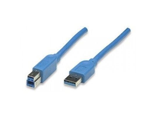 Techly 0.5m USB 3.0 AB M/M, 0,5 m, USB A, USB B, USB 3.2 Gen 1 (3.1 Gen 1), Hankjønn/hankjønn, Blå