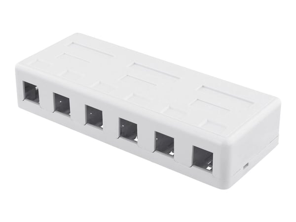 DELTACO VR-225 - Overflatemonteringsboks for nettverk - hvit - 6 porter