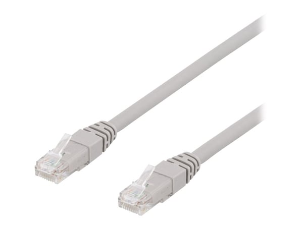 DELTACO TP-615AU - Liitäntäkaapeli - RJ-45 (uros) RJ-45 (uros) - 15 m - UTP - CAT 6a - halogeeniton, muotoiltu, solmuton - harmaa - harmaa