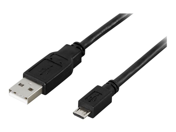 DELTACO USB-299S - USB-kabel - USB (hann) til Micro-USB type B (hann) - USB 2.0 - 25 cm - svart