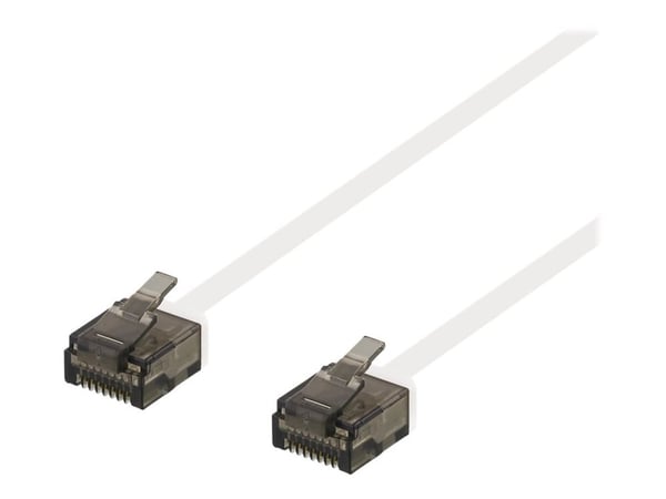 DELTACO - Koblingskabel - RJ-45 (hann) til RJ-45 (hann) - 50 cm - UTP - CAT 6a - halogenfri, formstøpt, flat - hvit