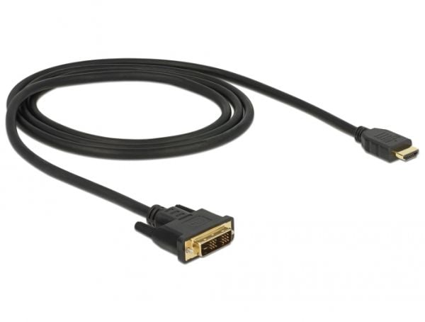 Delock - Adapterkabel - enkeltlenke - DVI-D hann til HDMI hann - 1 m - trippel beskyttelse - svart - tommelskruer