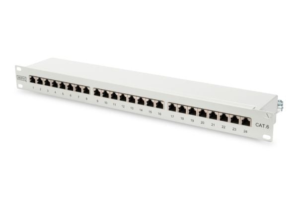 DIGITUS Professional DN-91624S-EC - Patch-panel - CAT 6 - RJ-45 X 24 - svart, RAL 9005 - 1U - 19"