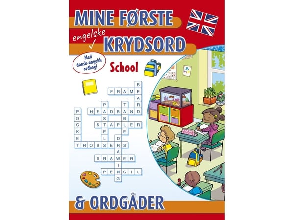 Mine første engelske kryssord og ordgåter: School | Språk: Dansk