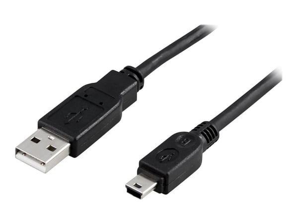 DELTACO USB-24S - USB-kabel - USB (hann) til mini-USB type B (hann) - 1 m - svart