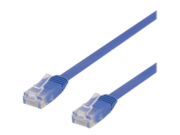 DELTACO - Koblingskabel - RJ-45 (hann) til RJ-45 (hann) - 2 m - UTP - CAT 6 - flat - blå