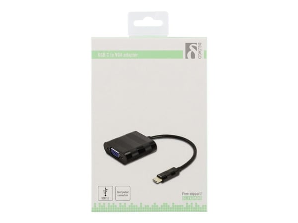 DELTACO USBC-VGA - Ekstern videoadapter - USB-C - VGA - svart