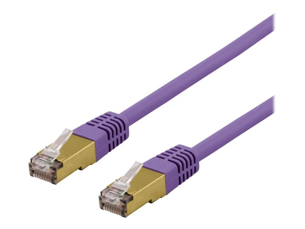 DELTACO SFTP-611PAH - Liitäntäkaapeli - RJ-45 (uros) RJ-45 (uros) - 1,5 m - SFTP - CAT 6a - halogeeniton, muotoiltu - violetti - lila