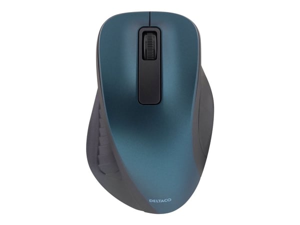 DELTACO MS-708 - Mus - ergonomisk - optisk - 3 knapper - trådløs - 2.4 GHz - USB trådløs mottaker - blå
