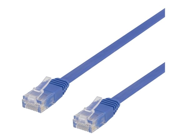 DELTACO - Koblingskabel - RJ-45 (hann) til RJ-45 (hann) - 1 m - UTP - CAT 6 - flat - blå