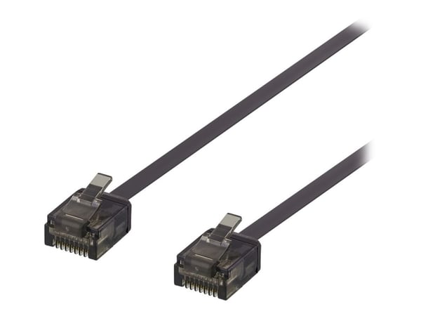 DELTACO - Koblingskabel - RJ-45 (hann) til RJ-45 (hann) - 30 cm - UTP - CAT 6a - formstøpt, flat - svart