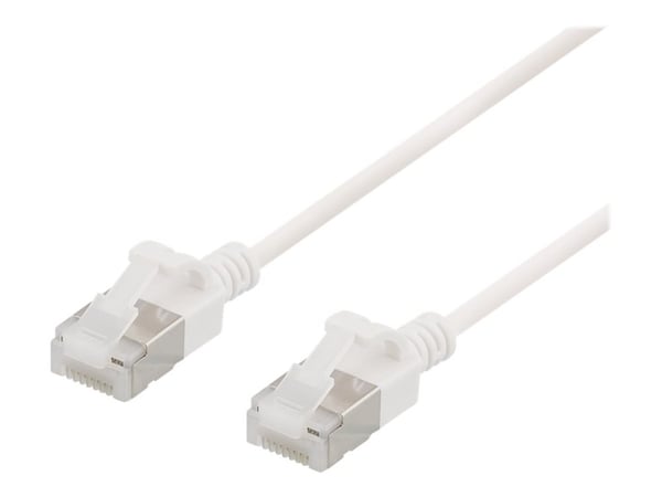 DELTACO - Patch-kabel - RJ-45 (hane) till RJ-45 (hane) - 30 cm - U/FTP - CAT 6a - halogenfri, formpressad, hakfri - vit
