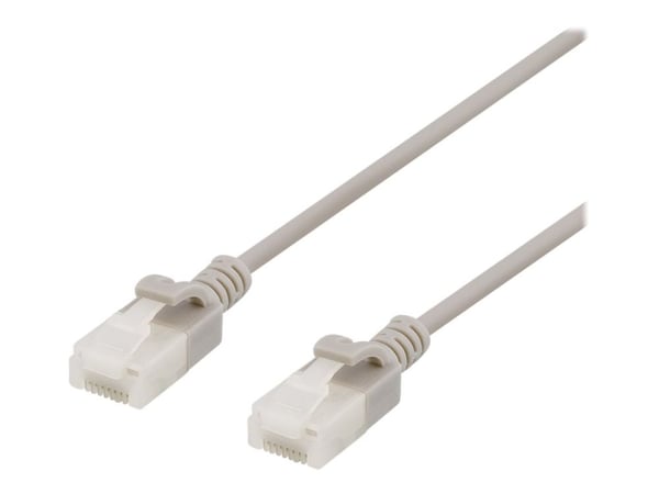 DELTACO - Liitäntäkaapeli - RJ-45 (uros) RJ-45 (uros) - 30 cm - UTP - CAT 6a - muotoiltu, solmuton - harmaa