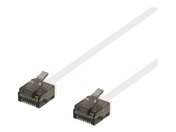DELTACO - Koblingskabel - RJ-45 (hann) til RJ-45 (hann) - 2 m - UTP - CAT 6a - halogenfri, formstøpt, flat - hvit